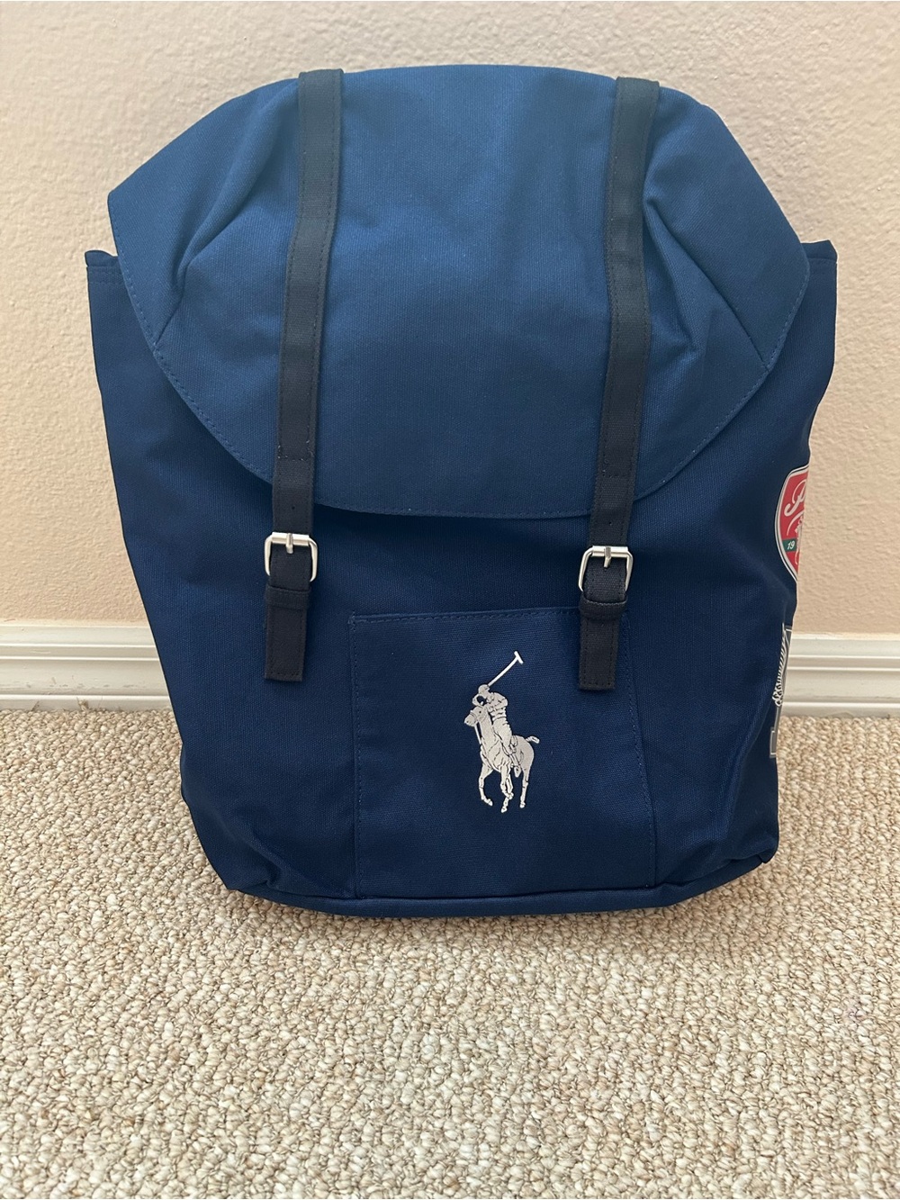 Ralph Lauren Blue Canvas Flap-Top Backpack